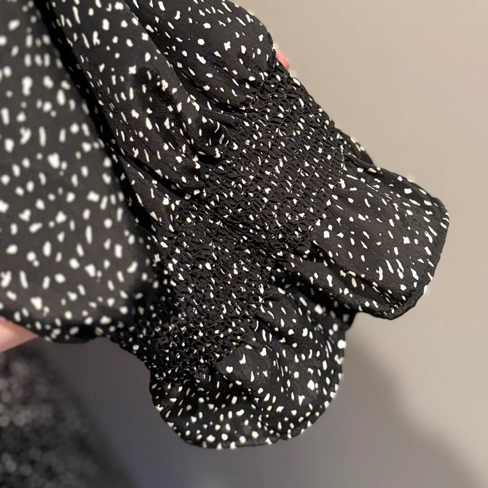 MELLODAY Black and White Confetti Heart Long Sleeve Midi Dress - Picture 5 of 5